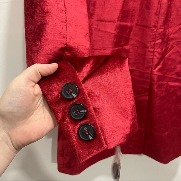 Free People Velvet Ashby Blazer in Cherry Juice Red Oversized Blogger Favorite - Picture 15 of 16